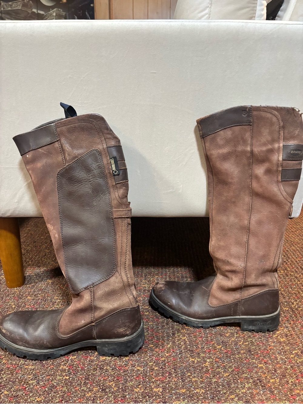 Dubarry of Ireland Brown Leather Boots with Navy Pull Tabs
